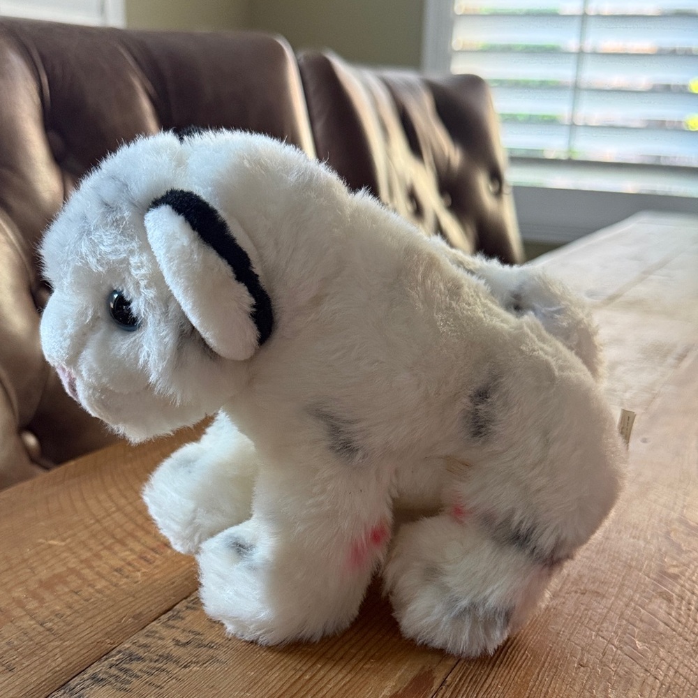 Fluffy White and Black Bunny Toy for Small Pets